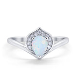 Teardrop Filigree Wedding Ring Round Simulated Cubic Zirconia 925 Sterling Silver