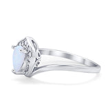 Teardrop Filigree Wedding Ring Round Simulated Cubic Zirconia 925 Sterling Silver