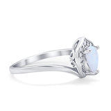 Teardrop Filigree Wedding Ring Round Simulated Cubic Zirconia 925 Sterling Silver