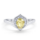 Teardrop Filigree Wedding Ring Round Simulated Cubic Zirconia 925 Sterling Silver