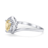 Teardrop Filigree Wedding Ring Round Simulated Cubic Zirconia 925 Sterling Silver