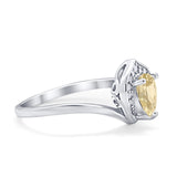 Teardrop Filigree Wedding Ring Round Simulated Cubic Zirconia 925 Sterling Silver