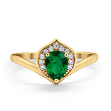 Teardrop Filigree Wedding Ring Round Simulated Cubic Zirconia 925 Sterling Silver