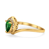 Teardrop Filigree Wedding Ring Round Simulated Cubic Zirconia 925 Sterling Silver