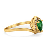 Teardrop Filigree Wedding Ring Round Simulated Cubic Zirconia 925 Sterling Silver