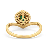 Teardrop Filigree Wedding Ring Round Simulated Cubic Zirconia 925 Sterling Silver