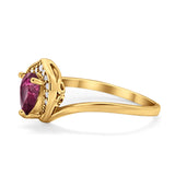 Teardrop Filigree Wedding Ring Round Simulated Cubic Zirconia 925 Sterling Silver