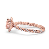 Halo Twisted Wedding Ring Simulated Cubic Zircnoia 925 Sterling Silver