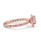 Halo Twisted Wedding Ring Simulated Cubic Zircnoia 925 Sterling Silver