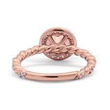 Halo Twisted Wedding Ring Simulated Cubic Zircnoia 925 Sterling Silver
