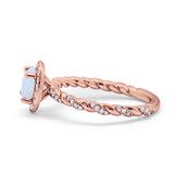 Halo Twisted Wedding Ring Simulated Cubic Zircnoia 925 Sterling Silver
