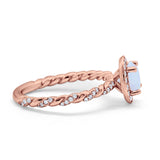 Halo Twisted Wedding Ring Simulated Cubic Zircnoia 925 Sterling Silver