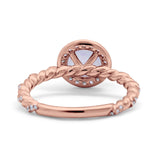 Halo Twisted Wedding Ring Simulated Cubic Zircnoia 925 Sterling Silver