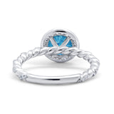 Halo Twisted Wedding Ring Simulated Cubic Zircnoia 925 Sterling Silver