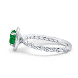 Halo Twisted Wedding Ring Simulated Cubic Zircnoia 925 Sterling Silver