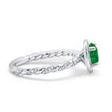 Halo Twisted Wedding Ring Simulated Cubic Zircnoia 925 Sterling Silver