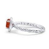Halo Twisted Wedding Ring Simulated Cubic Zircnoia 925 Sterling Silver