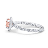 Halo Twisted Wedding Ring Simulated Cubic Zircnoia 925 Sterling Silver