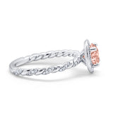 Halo Twisted Wedding Ring Simulated Cubic Zircnoia 925 Sterling Silver