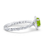 Halo Twisted Wedding Ring Simulated Cubic Zircnoia 925 Sterling Silver