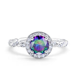 Halo Twisted Wedding Ring Simulated Cubic Zircnoia 925 Sterling Silver