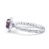 Halo Twisted Wedding Ring Simulated Cubic Zircnoia 925 Sterling Silver