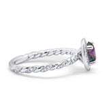 Halo Twisted Wedding Ring Simulated Cubic Zircnoia 925 Sterling Silver