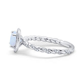 Halo Twisted Wedding Ring Simulated Cubic Zircnoia 925 Sterling Silver