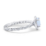 Halo Twisted Wedding Ring Simulated Cubic Zircnoia 925 Sterling Silver