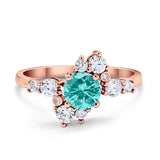 Fashion Ring Round Simulated Cubic Zirconia 925 Sterling Silver