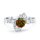 Fashion Ring Round Simulated Cubic Zirconia 925 Sterling Silver