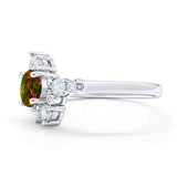 Fashion Ring Round Simulated Cubic Zirconia 925 Sterling Silver