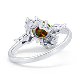 Fashion Ring Round Simulated Cubic Zirconia 925 Sterling Silver