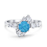 Fashion Ring Round Simulated Cubic Zirconia 925 Sterling Silver