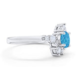 Fashion Ring Round Simulated Cubic Zirconia 925 Sterling Silver