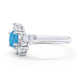 Fashion Ring Round Simulated Cubic Zirconia 925 Sterling Silver