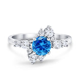Fashion Ring Round Simulated Cubic Zirconia 925 Sterling Silver