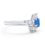 Fashion Ring Round Simulated Cubic Zirconia 925 Sterling Silver