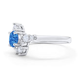 Fashion Ring Round Simulated Cubic Zirconia 925 Sterling Silver