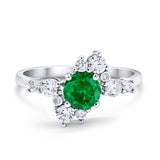 Fashion Ring Round Simulated Cubic Zirconia 925 Sterling Silver