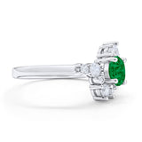 Fashion Ring Round Simulated Cubic Zirconia 925 Sterling Silver