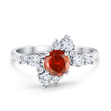 Fashion Ring Round Simulated Cubic Zirconia 925 Sterling Silver