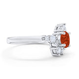 Fashion Ring Round Simulated Cubic Zirconia 925 Sterling Silver