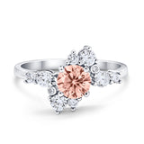 Fashion Ring Round Simulated Cubic Zirconia 925 Sterling Silver