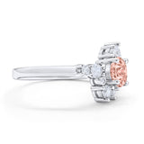 Fashion Ring Round Simulated Cubic Zirconia 925 Sterling Silver