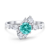 Fashion Ring Round Simulated Cubic Zirconia 925 Sterling Silver