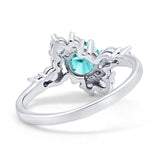 Fashion Ring Round Simulated Cubic Zirconia 925 Sterling Silver