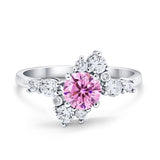 Fashion Ring Round Simulated Cubic Zirconia 925 Sterling Silver