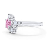 Fashion Ring Round Simulated Cubic Zirconia 925 Sterling Silver