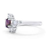 Fashion Ring Round Simulated Cubic Zirconia 925 Sterling Silver